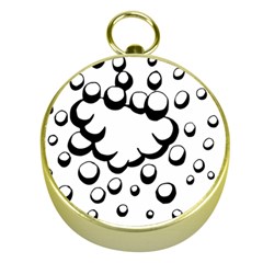 Splash Bubble Black White Polka Circle Gold Compasses by Mariart