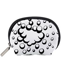 Splash Bubble Black White Polka Circle Accessory Pouches (small) 