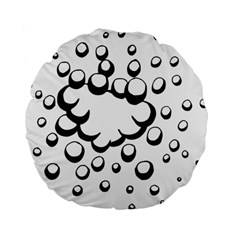 Splash Bubble Black White Polka Circle Standard 15  Premium Flano Round Cushions by Mariart