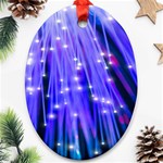 Neon Light Line Vertical Blue Ornament (Oval) Front