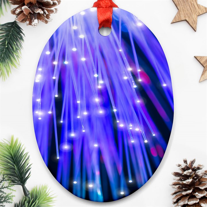 Neon Light Line Vertical Blue Ornament (Oval)