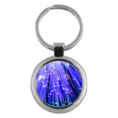 Neon Light Line Vertical Blue Key Chains (round)  by Mariart