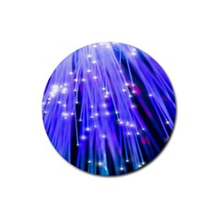 Neon Light Line Vertical Blue Rubber Coaster (round)  by Mariart