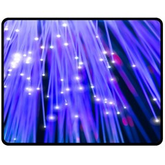 Neon Light Line Vertical Blue Fleece Blanket (medium)  by Mariart