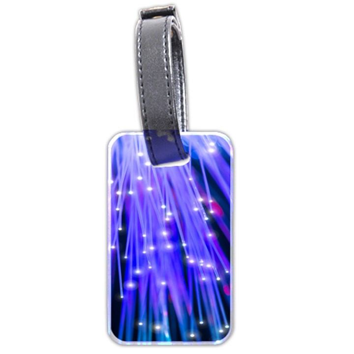 Neon Light Line Vertical Blue Luggage Tags (Two Sides)