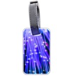 Neon Light Line Vertical Blue Luggage Tags (Two Sides) Back