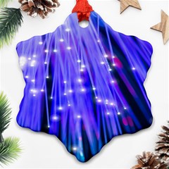 Neon Light Line Vertical Blue Ornament (snowflake) by Mariart