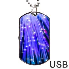 Neon Light Line Vertical Blue Dog Tag Usb Flash (two Sides) by Mariart