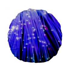 Neon Light Line Vertical Blue Standard 15  Premium Flano Round Cushions by Mariart