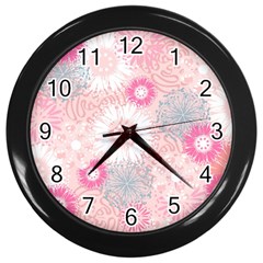 Scrapbook Paper Iridoby Flower Floral Sunflower Rose Wall Clocks (black)