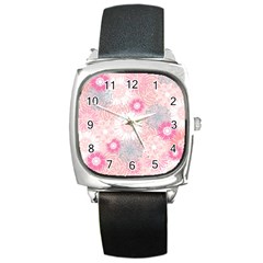 Scrapbook Paper Iridoby Flower Floral Sunflower Rose Square Metal Watch by Mariart