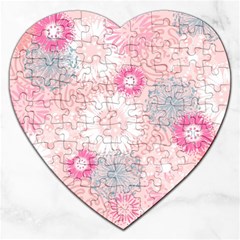 Scrapbook Paper Iridoby Flower Floral Sunflower Rose Jigsaw Puzzle (heart) by Mariart