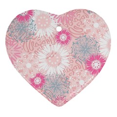 Scrapbook Paper Iridoby Flower Floral Sunflower Rose Heart Ornament (two Sides) by Mariart