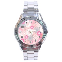 Scrapbook Paper Iridoby Flower Floral Sunflower Rose Stainless Steel Analogue Watch by Mariart