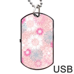 Scrapbook Paper Iridoby Flower Floral Sunflower Rose Dog Tag Usb Flash (one Side) by Mariart