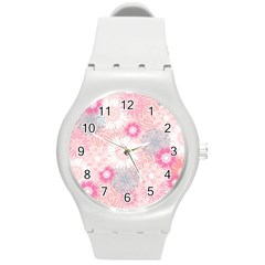 Scrapbook Paper Iridoby Flower Floral Sunflower Rose Round Plastic Sport Watch (m) by Mariart