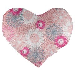 Scrapbook Paper Iridoby Flower Floral Sunflower Rose Large 19  Premium Flano Heart Shape Cushions