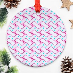 Squiggle Red Blue Milk Glass Waves Chevron Wave Pink Ornament (round)