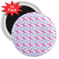 Squiggle Red Blue Milk Glass Waves Chevron Wave Pink 3  Magnets (10 Pack)  by Mariart