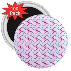 Squiggle Red Blue Milk Glass Waves Chevron Wave Pink 3  Magnets (100 Pack) by Mariart