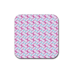 Squiggle Red Blue Milk Glass Waves Chevron Wave Pink Rubber Coaster (square)  by Mariart