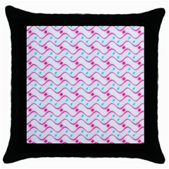 Squiggle Red Blue Milk Glass Waves Chevron Wave Pink Throw Pillow Case (black)