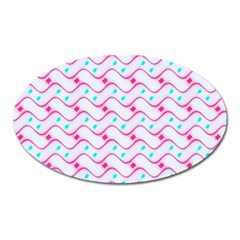 Squiggle Red Blue Milk Glass Waves Chevron Wave Pink Oval Magnet by Mariart