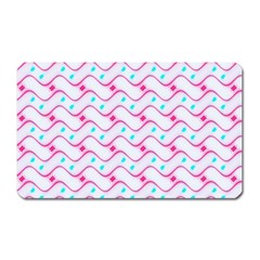 Squiggle Red Blue Milk Glass Waves Chevron Wave Pink Magnet (rectangular) by Mariart