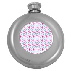 Squiggle Red Blue Milk Glass Waves Chevron Wave Pink Round Hip Flask (5 Oz) by Mariart