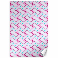 Squiggle Red Blue Milk Glass Waves Chevron Wave Pink Canvas 12  X 18  