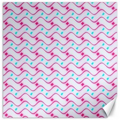 Squiggle Red Blue Milk Glass Waves Chevron Wave Pink Canvas 20  X 20   by Mariart