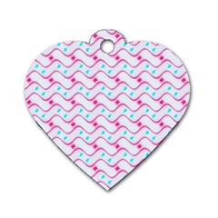 Squiggle Red Blue Milk Glass Waves Chevron Wave Pink Dog Tag Heart (one Side) by Mariart