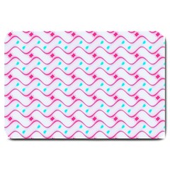 Squiggle Red Blue Milk Glass Waves Chevron Wave Pink Large Doormat 