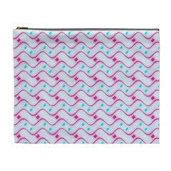 Squiggle Red Blue Milk Glass Waves Chevron Wave Pink Cosmetic Bag (xl)