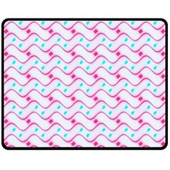 Squiggle Red Blue Milk Glass Waves Chevron Wave Pink Fleece Blanket (medium)  by Mariart