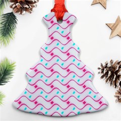 Squiggle Red Blue Milk Glass Waves Chevron Wave Pink Ornament (christmas Tree) 