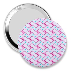 Squiggle Red Blue Milk Glass Waves Chevron Wave Pink 3  Handbag Mirrors by Mariart