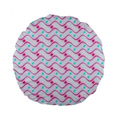 Squiggle Red Blue Milk Glass Waves Chevron Wave Pink Standard 15  Premium Round Cushions by Mariart