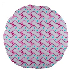 Squiggle Red Blue Milk Glass Waves Chevron Wave Pink Large 18  Premium Round Cushions