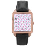 Squiggle Red Blue Milk Glass Waves Chevron Wave Pink Rose Gold Leather Watch  Front