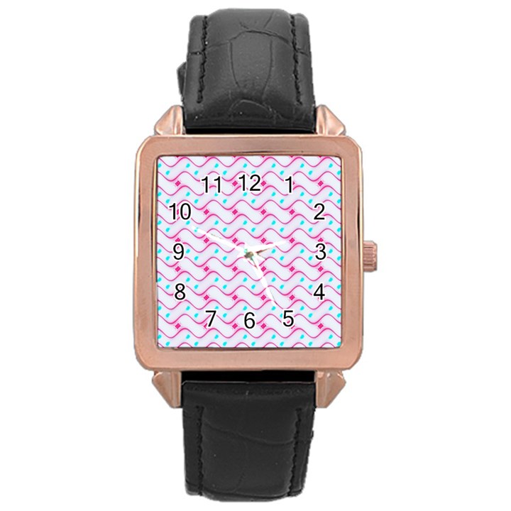 Squiggle Red Blue Milk Glass Waves Chevron Wave Pink Rose Gold Leather Watch 