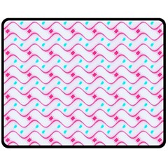 Squiggle Red Blue Milk Glass Waves Chevron Wave Pink Double Sided Fleece Blanket (medium)  by Mariart