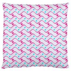 Squiggle Red Blue Milk Glass Waves Chevron Wave Pink Large Flano Cushion Case (two Sides)