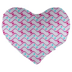 Squiggle Red Blue Milk Glass Waves Chevron Wave Pink Large 19  Premium Flano Heart Shape Cushions by Mariart