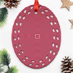 Stop Already Hipnotic Red Circle Ornament (oval Filigree) by Mariart