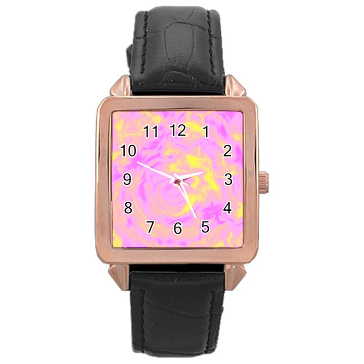 Abstract art Rose Gold Leather Watch 