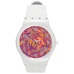 Abstract Art Round Plastic Sport Watch (m) by ValentinaDesign