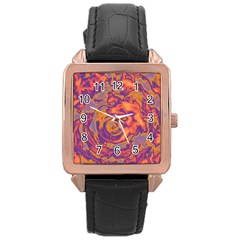 Abstract Art Rose Gold Leather Watch  by ValentinaDesign