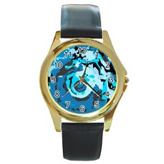 Abstract Art Round Gold Metal Watch