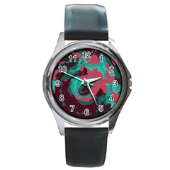 Abstract Art Round Metal Watch by ValentinaDesign